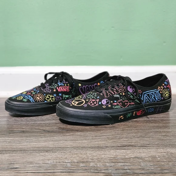Vans Black Sneakers with Colorful Doodles - Picture 1 of 8